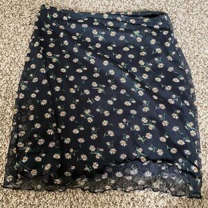 Floral Black Skirt